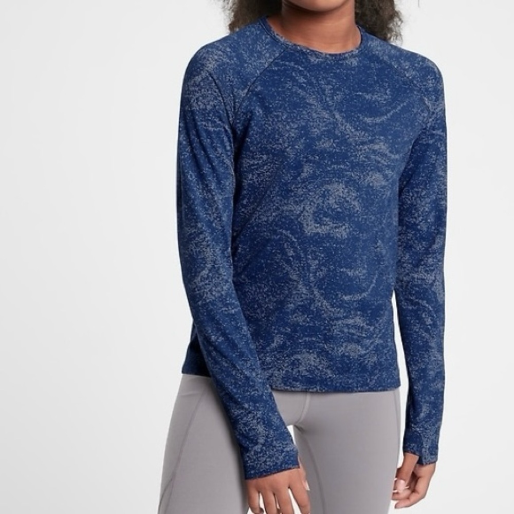 Athleta Girl‎ Textured Power Up Top, Navy Milky Way